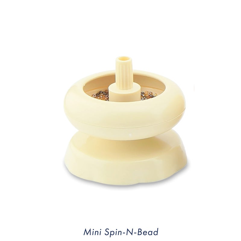 Beadalon Spin-N-Bead, Mini Size Bead Spinner Bowl Includes 1 Curved Big Eye Needle for Easy Bead Stringing and Jewelry Making, Natural - Image 2